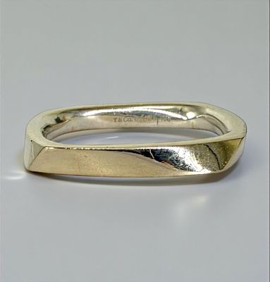Tiffany & Co 18K White Gold "Frank Gehry" Torque Square Ring. Size: 7 1/2 
Weight: 5.8g 