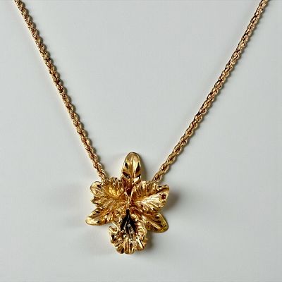 14K Rose Gold Necklace w/ 14K Rose Gold Pendant. Length Of Chain: 18" 
Length Of Pendant: 1 1/4" 