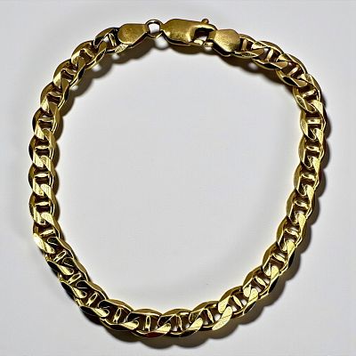 14K Yellow Gold Solid Link Bracelet. Length: 7 1/2" 
Weight: 12.1g 
Condition: Good with 