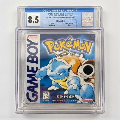 Pokemon Blue Version Gameboy Sealed, CGC 8.5 A+. Y Fold, E Rated (Pixelated), Rattata, USA 