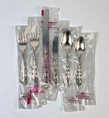(48pc) Gorham Sterling Silver Strasbourg Flatware Set. Still sealed in original packaging. 
Set 