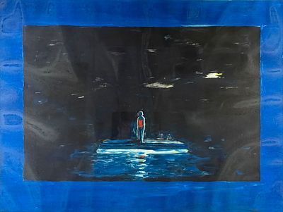 Susan Hall “The Swimming Raft III?? Color Monotype. Signed, titled, and dated. 
Dated 1989 