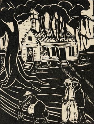 Anna Heyward Taylor Linoleum Print. Unframed. 
Signed: Bottom of image 
Size: 6 1/2” x 5” 