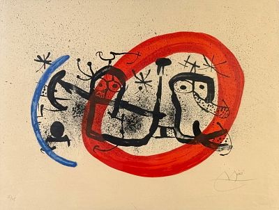 Joan Miro "Osaka" Lithograph. Signed lower right 
Edition: 25/75 
Frame: 28" x 34" 
Image: 20" x 
