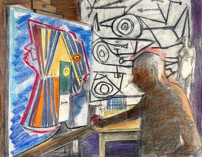 Larry Rivers 'Picasso's Choice' Pastel On Paper. Hand signed &amp; dated 1992. 
Title: Art &amp; 