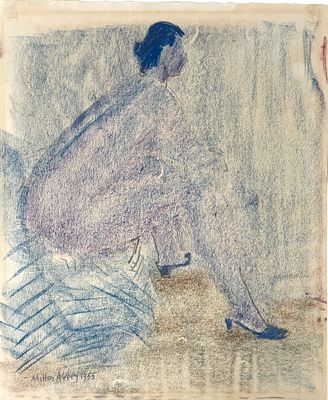 Milton Clark Avery 'Seated Nude' Pastel on Paper 1955. Signed lower left, dated 1955. Inscribed 