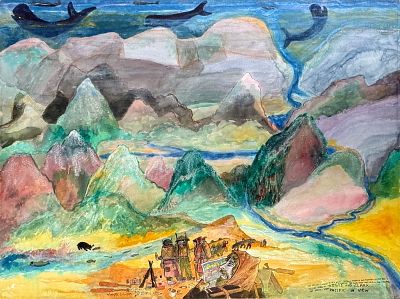 Warrington Colescott Watercolor On Paper. Signed lower left. 
Dated: 2009 
Medium: Watercolor 