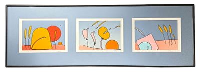 Peter Max Serigraph Triptych "Lunar 2000". All three pieces are signed in the lower right and 