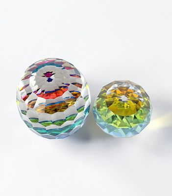 (2) Swarovski Barrel Paper Weights. Both pieces are stamped as Swarovski along the base. 