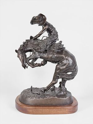 After Frederic Remington "Rattlesnake" Bronze. Bears a cast Remington signature on the base. 