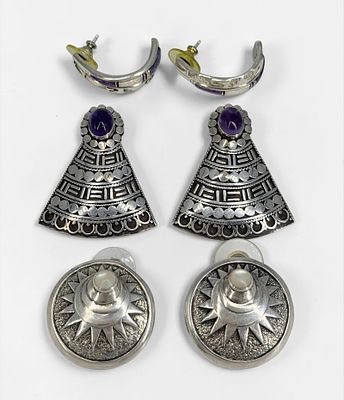 Group of Silver Navajo-Style Earrings. See images for details. 
Condition: See images for details.