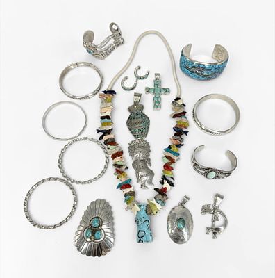 Group of Navajo-Style Jewelry. See images for details. 
Necklace: 30" Long 
Total Weight: 