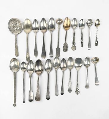 (22) Various Sterling Silver Spoons. Longest Spoon: 6 1/2" 
Total Weight: 10.6ozt 
Condition: 