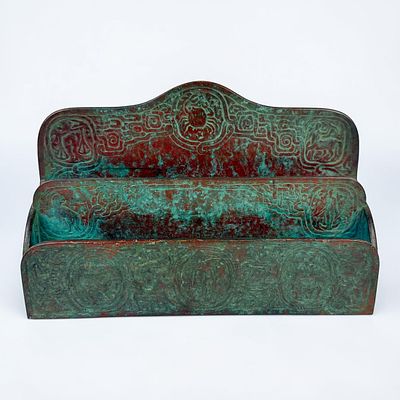 Tiffany Studios "Zodiac" Letter Holder. Marked on the bottom. 
Dimensions: 9 1/2" Wide x 6 1/4" 