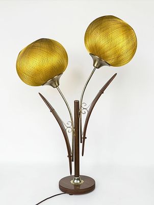 2-Light Mid Century Modern Table Lamp. Dimensions: approx. 34" Tall x 24" Wide 
Condition: The 