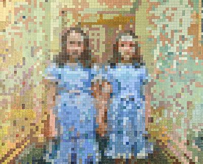 Steven Lang "The Twins" Acrylic on Canvas. The canvas is stretched and posted over a board. 