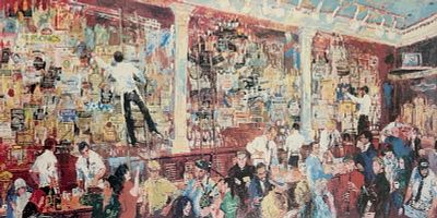Leroy Neiman "F.X. McRory's Whiskey Bar" Serigraph. Signed lower right by the artist. 
The print 