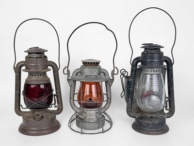 (3) Dietz Antique Oil Lanterns. Dimensions of Tallest Lantern: 17" Tall x 5 1/2" Widest Point 