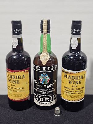 3 garrafas de vinho madeira diversas