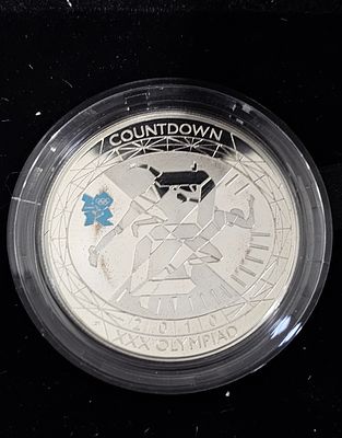 5 libras londres 2010 do countdown dos jogos olímpicos de 2012, em prata 925 proof