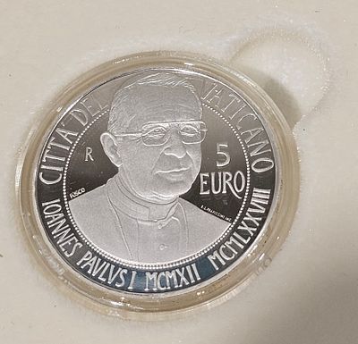 5 euros centenário do nascimento do papa João Paulo I proof em prata 925