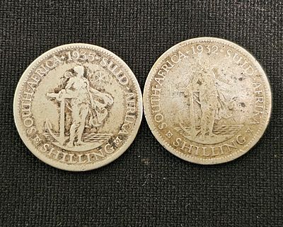 2 moedas de 1 shilling áfrica do sul 1932/35 em prata