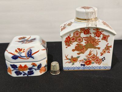 Caixa de ch&aacute; e caixa guarda j&oacute;ias em porcelana vista alegre