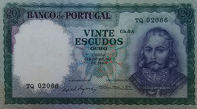 20 escudos de Ant&oacute;nio Menezes chapa 6 1960