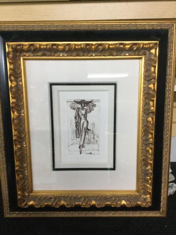 Lot 37: Misha Lenn B/W Sketch "Elegant Walk" Drawing