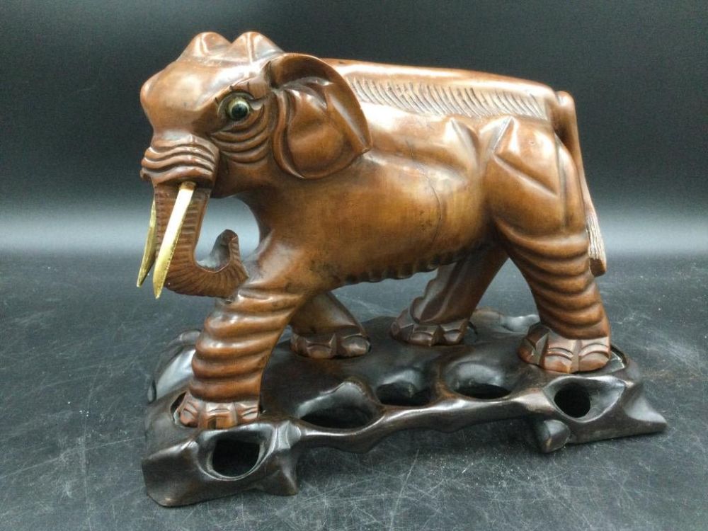 Lot 111: Carved Large Boxwood Elephant