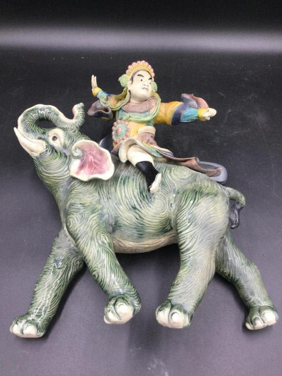 Lot 114: Early Chinese Roof Tile/Warrior on Horse