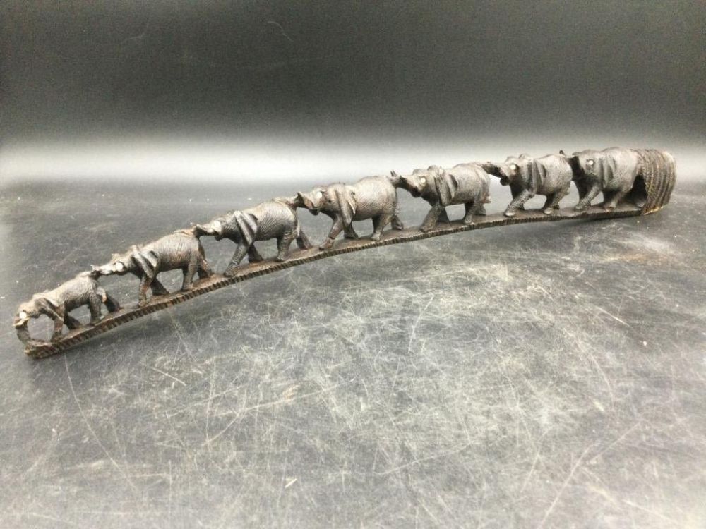 Lot 115: Carved Ebony Elephant Bridge