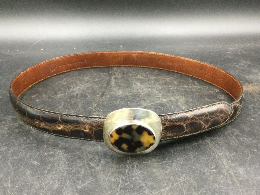 Lot 137: Vintage Leather Belt with Sterling Buckle
