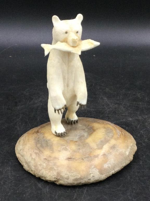 Lot 146: Carved Polar Bear w/Fish