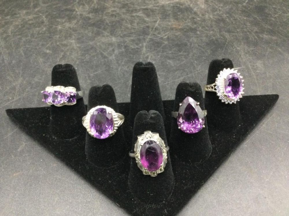 Lot 184: Amethyst & Sterling Rings