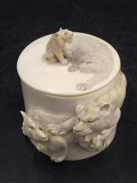 Lot 190: Carved Brush Pot "Signed"