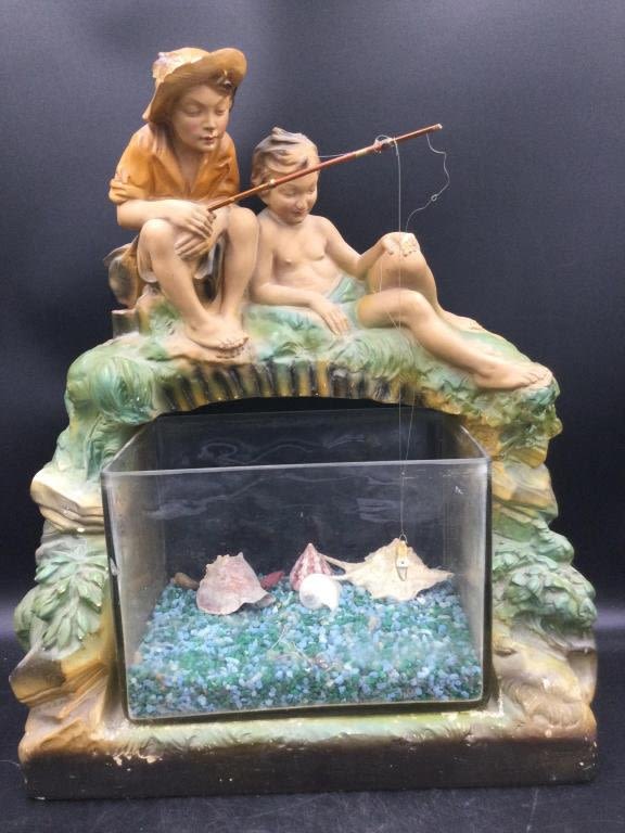 Lot 280: Vintage Antique Chalk Ware Fish Tank