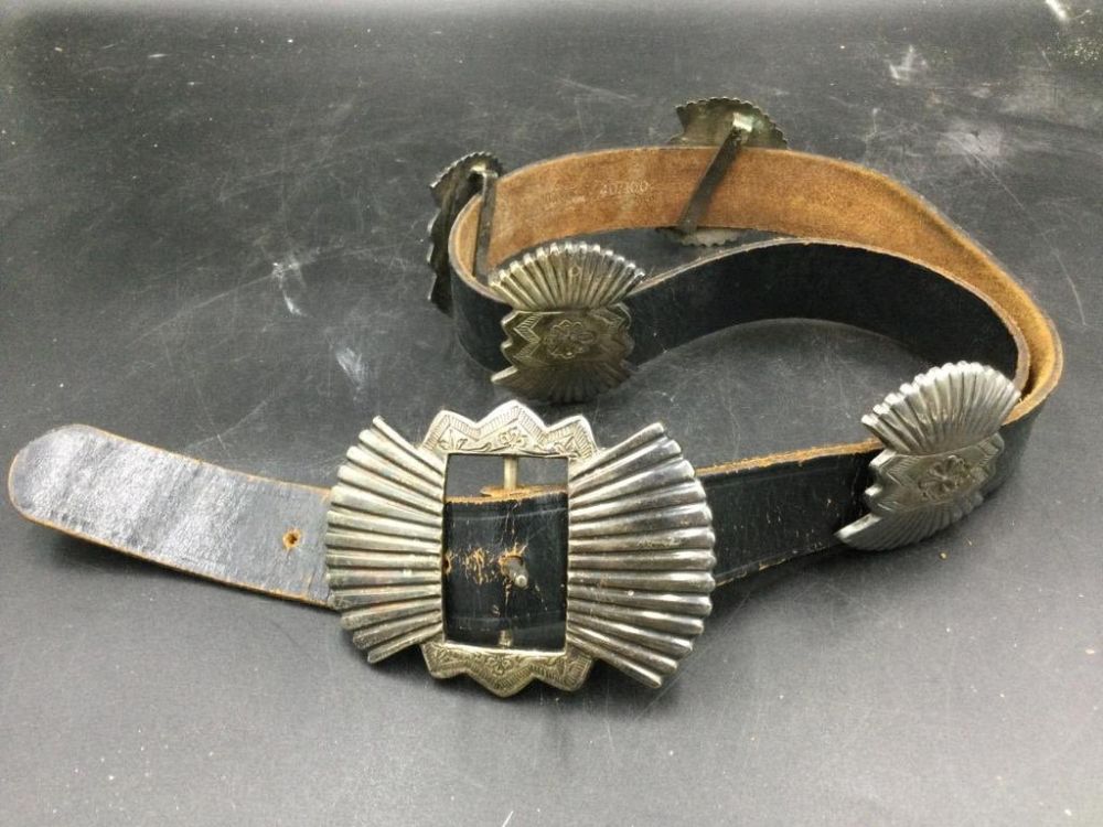 Lot 61: Native American Silver Concho Belt