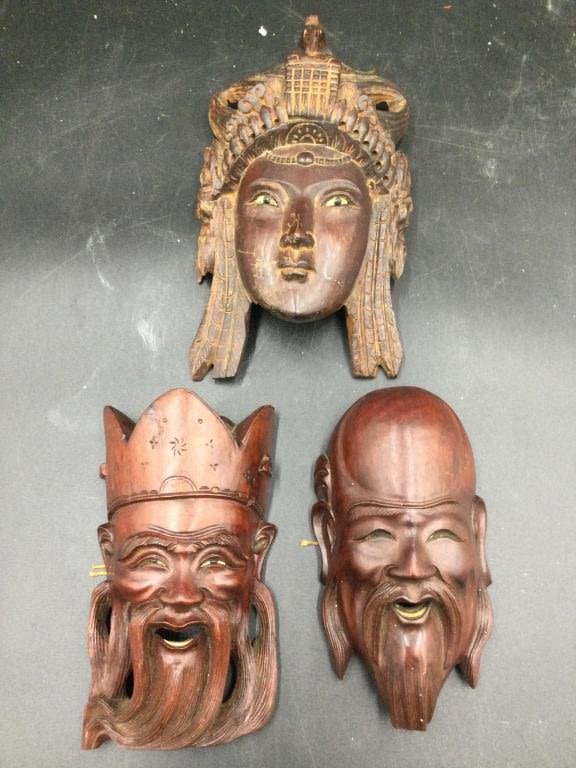 Lot 76: Carved Wood Asian Masks