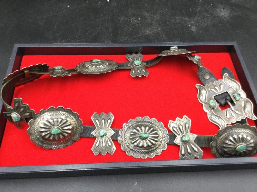 Lot 95: Native American Sterling Concho Belt