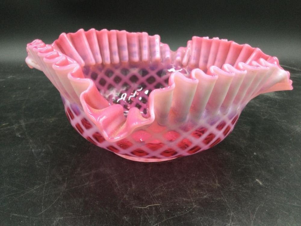 Lot 157: Fenton Cranberry Lace Bowl
