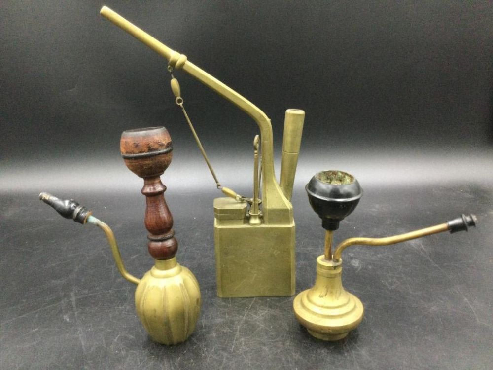 Lot 232: Vintage Brass Opium Pipes