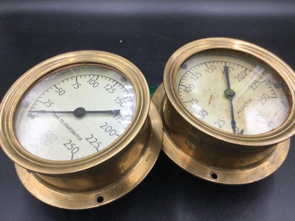 Lot 235: Brass Vintage Gauges
