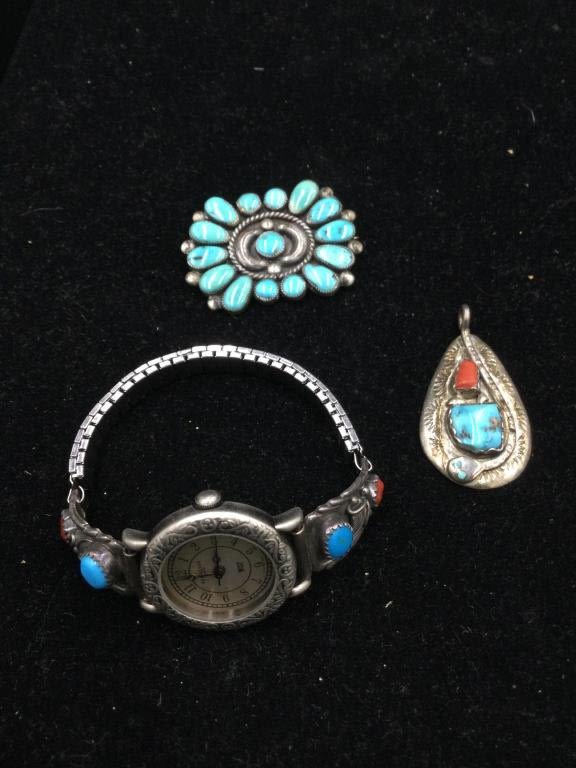 Lot 240: Native American Turquoise Jewelry
