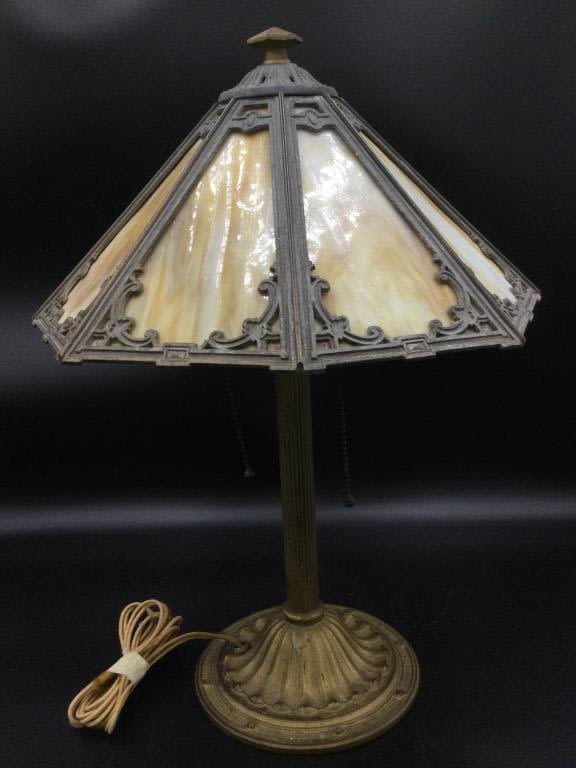 Lot 18: Slag Glass Lamp