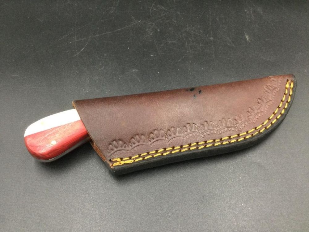 Lot 24: Damacus Steel Knife w/Sheath