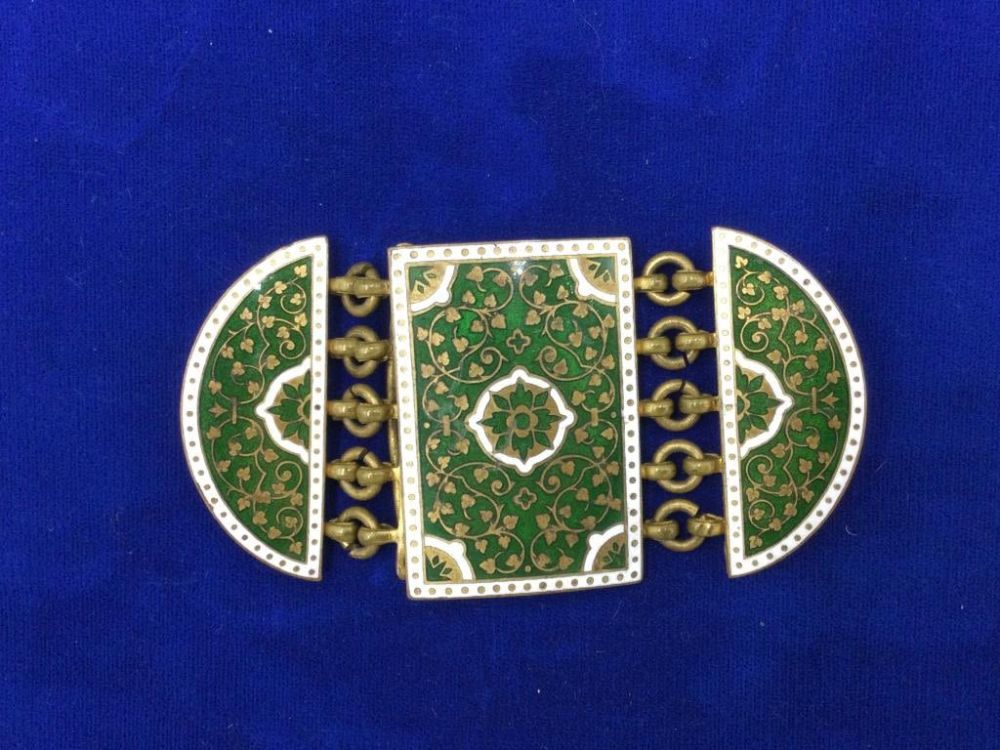 Lot 26: Vintage Asian Cloisonne & Brass Buckle