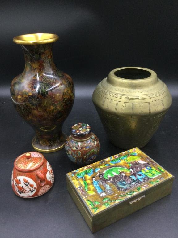 Lot 65: Vintage Cloisonne & Brass