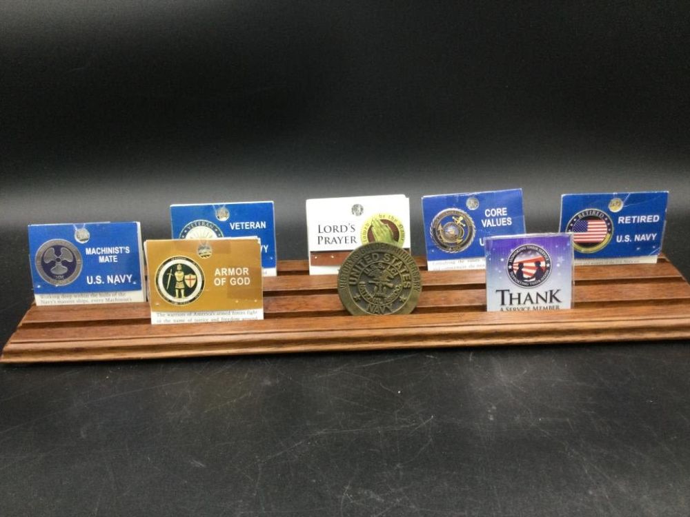 Lot 89: Military Challenge Coins & Display
