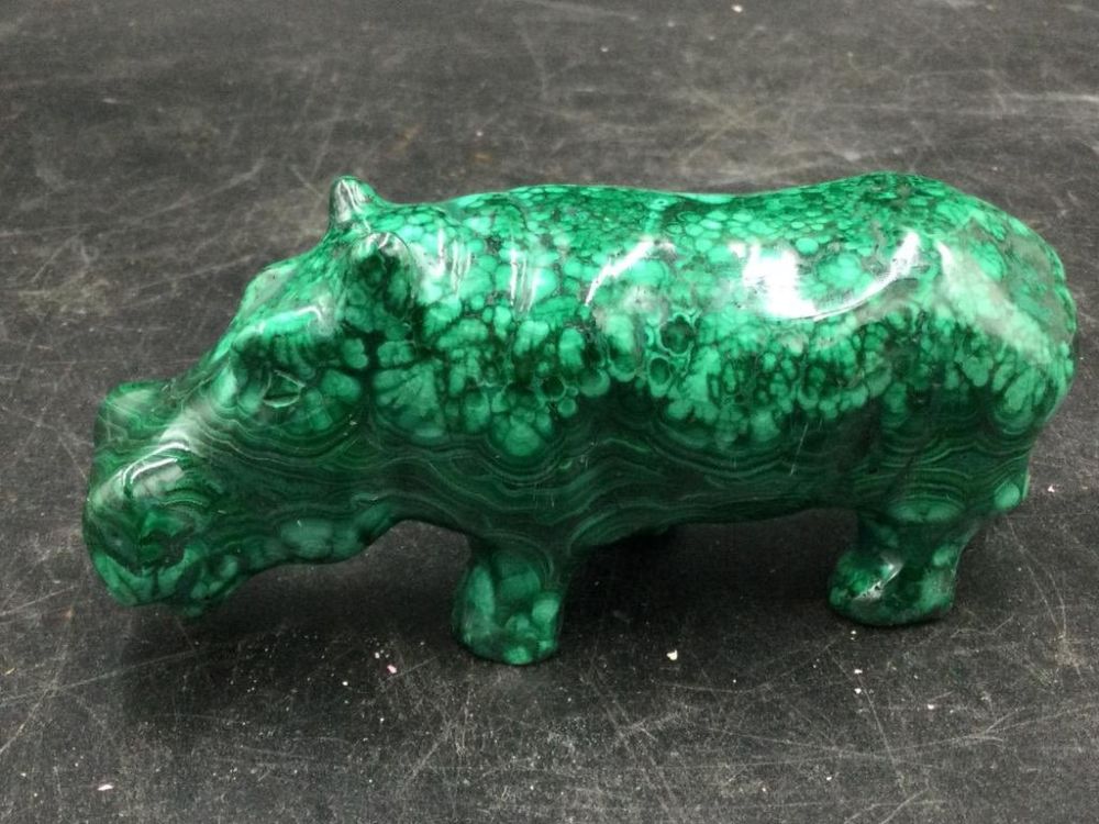 Lot 296: Malachite Carved Hippo